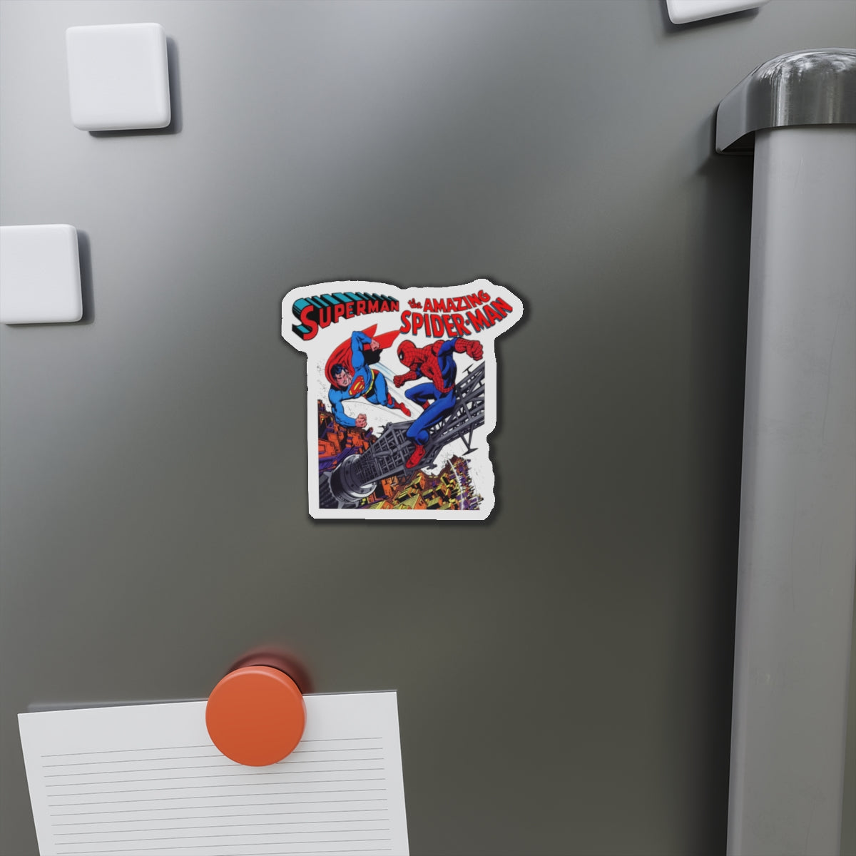 Superman Vs Spider-Man Die-Cut Magnet - DC Comics/Marvel Comics 1970s Crossover - Clark Kent & Peter Parker - 3", 4", 5", 6"