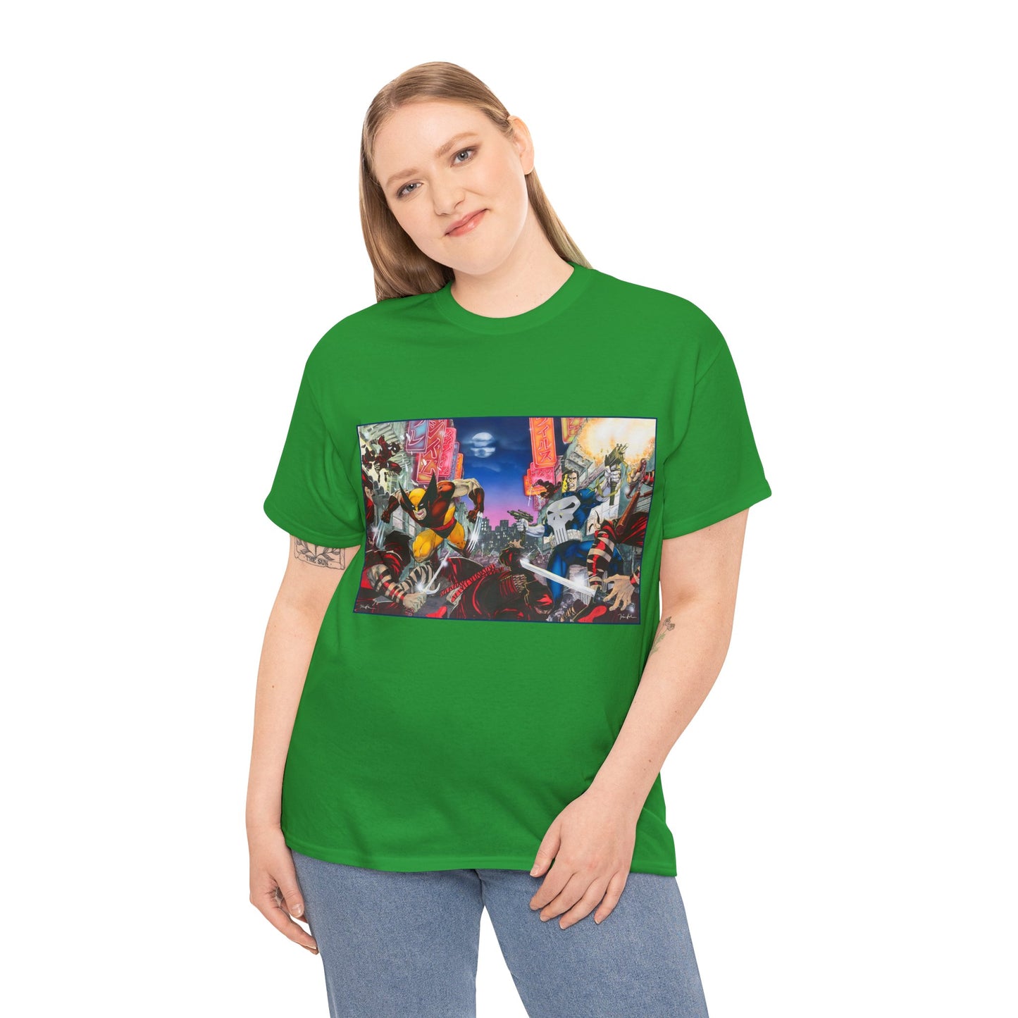 Wolverine & Punisher T-Shirt - Jim Lee Art - Vs The Hand - Marvel Comics