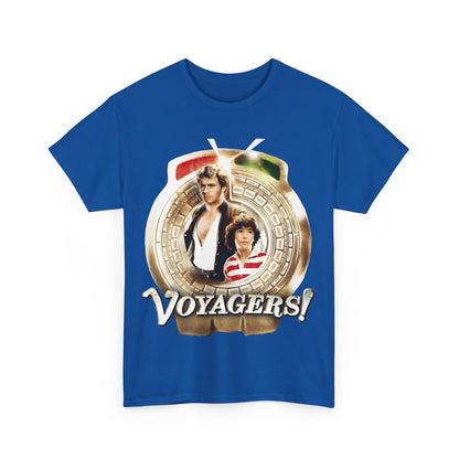 Voyagers T-Shirt - Jon-Erik Hexum, Meeno Peluce - Omni - Popular 1980s Time Travel TV Show - Cult Classic