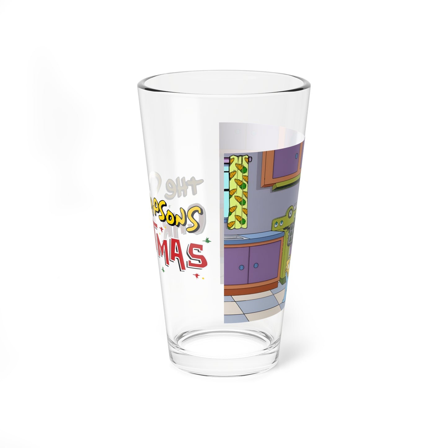 Simpsons Christmas Pint Glass, 16oz - Homer, Marge, Bart, Lisa & Maggie