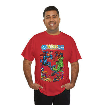 DC Comics Vs Marvel Comics T-Shirt - George Perez Art - Superman, Hulk, Batman, Spider-man, X-Men, New Teen Titans