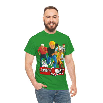 Jonny Quest T-Shirt - Popular Hanna-Barbera Cartoon Characters from the 1960s Adventure TV Show - Dr Benton, Hadji, Race Bannon, Bandit the Dog