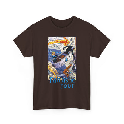 Fantastic Four T-Shirt - John Byrne Art - Invisible Woman, Thing, Human Torch, Reed Richards - Fantasticar, Baxter Building - Marvel Comics