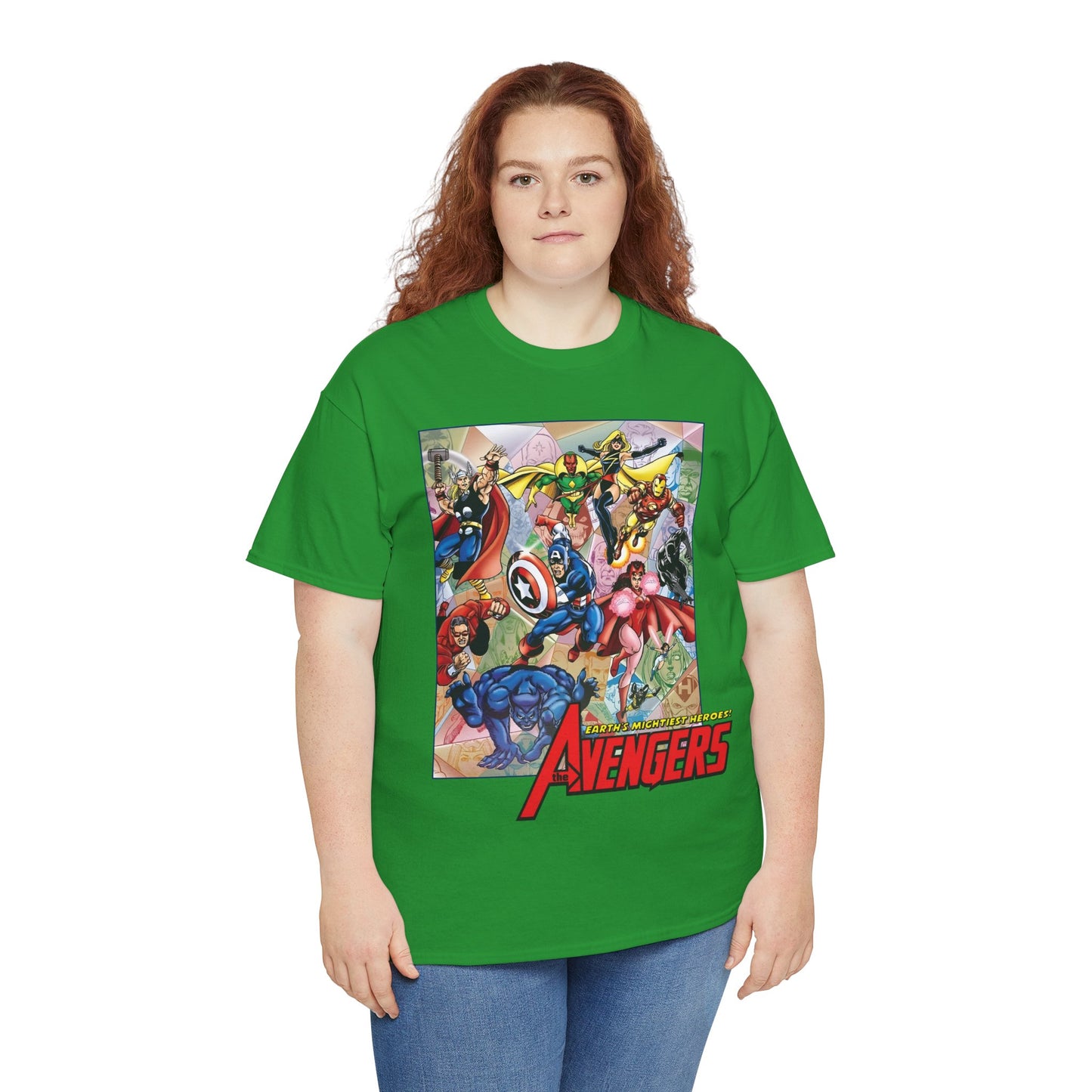 Avengers T-Shirt - George Perez Art - Captain America, Iron Man, Thor, Scarlet Witch, Black Panther, Wonder Man, Beast, Vision - Marvel Comics