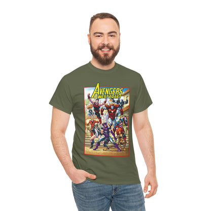West Coast Avengers T-Shirt - Todd Nauck Art - Hawkeye, Iron Man, Wonder Man, Tigra, Vision - Marvel Comics