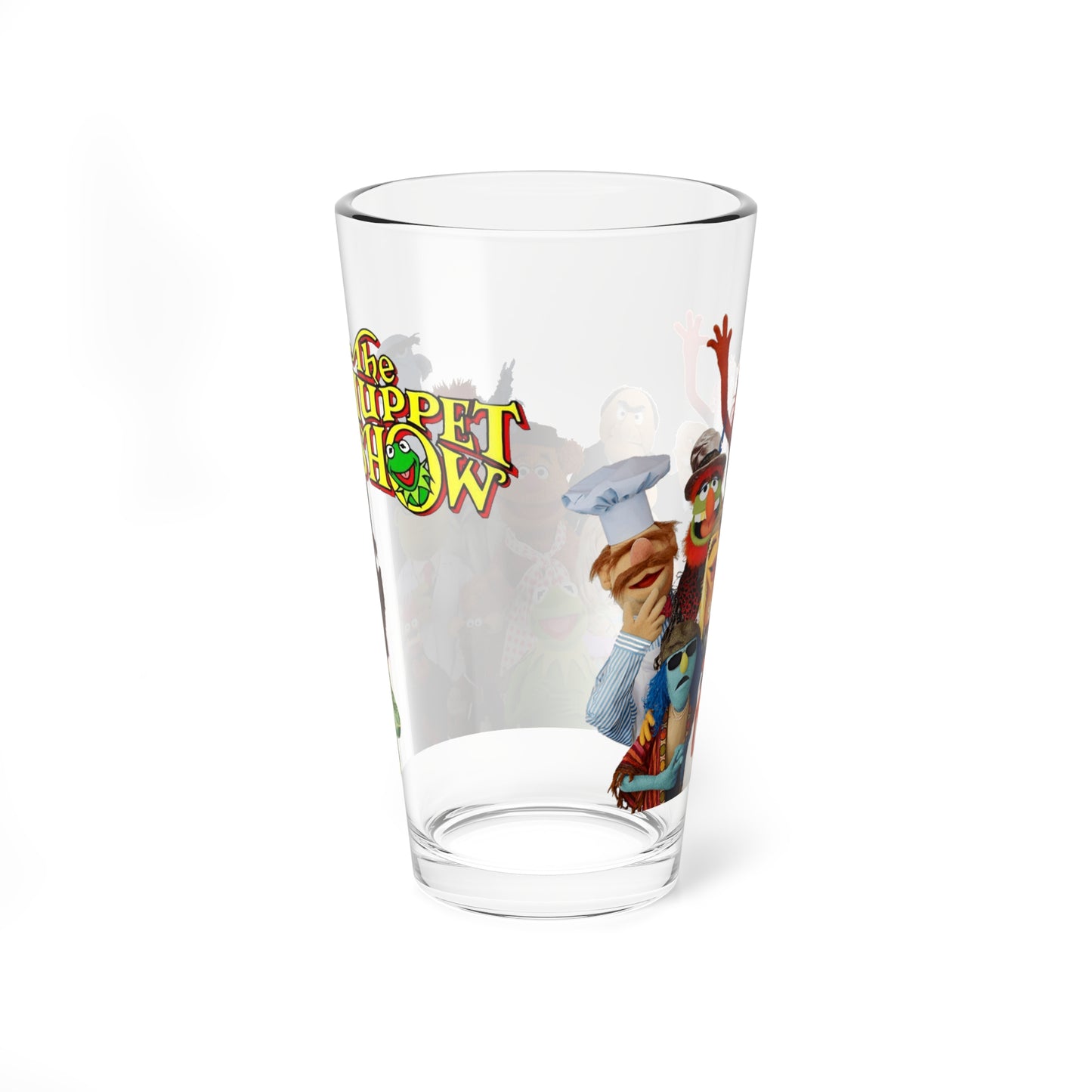 The Muppet Show Pint Glass 16oz Jim Henson Cartoon Kermit Miss Piggy Fozzie Gonzo Animal Beaker Retro 70s Variety TV Show Vintage Fan Gift