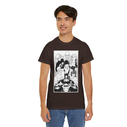 Batman & the Outsiders T-Shirt - Kevin Maguire Art - Black & White - Black Lightning, Metamorpho, Halo, Looker, Katana, Geo-Force - DC Comics