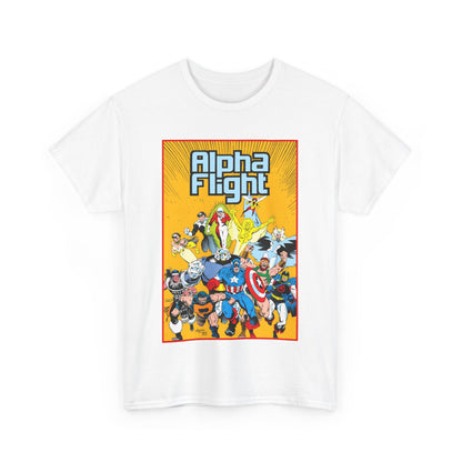 Alpha Flight T-Shirt - Mike Mignola Art - Northstar, Aurora, Snowbird, Shaman, Puck - Avengers: Captain America, Captain Marvel, Hercules, Black Knight - Marvel Comics