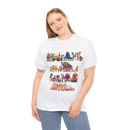 Scooby's All-Star Laff-A-Lympics T-Shirt - Hanna-Barbera Cartoon - Speed Buggy, Yogi Bear, Grape Ape, Scooby Dum, Shaggy, Wally Gator