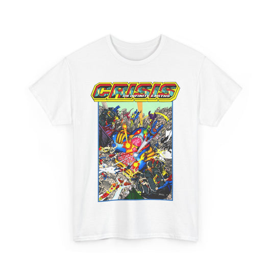 Crisis on Infinite Earths T-Shirt - George Perez Art - Superman, Firestorm, Captain Atom, Wonder Woman, Martian Manhunter Vs The Anti-Monitor - #12 Cover - DC Comics