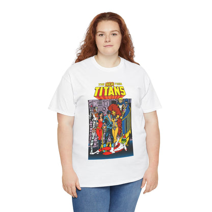 New Teen Titans T-Shirt - George Perez Art - Nightwing, Cyborg, Raven, Starfire, Wonder Girl, Changeling, Jericho - Titans Tower - DC Comics