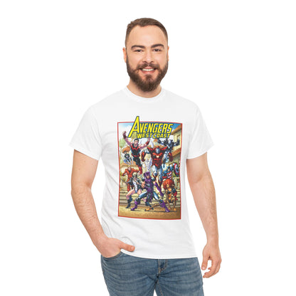 West Coast Avengers T-Shirt - Todd Nauck Art - Hawkeye, Iron Man, Wonder Man, Tigra, Vision - Marvel Comics