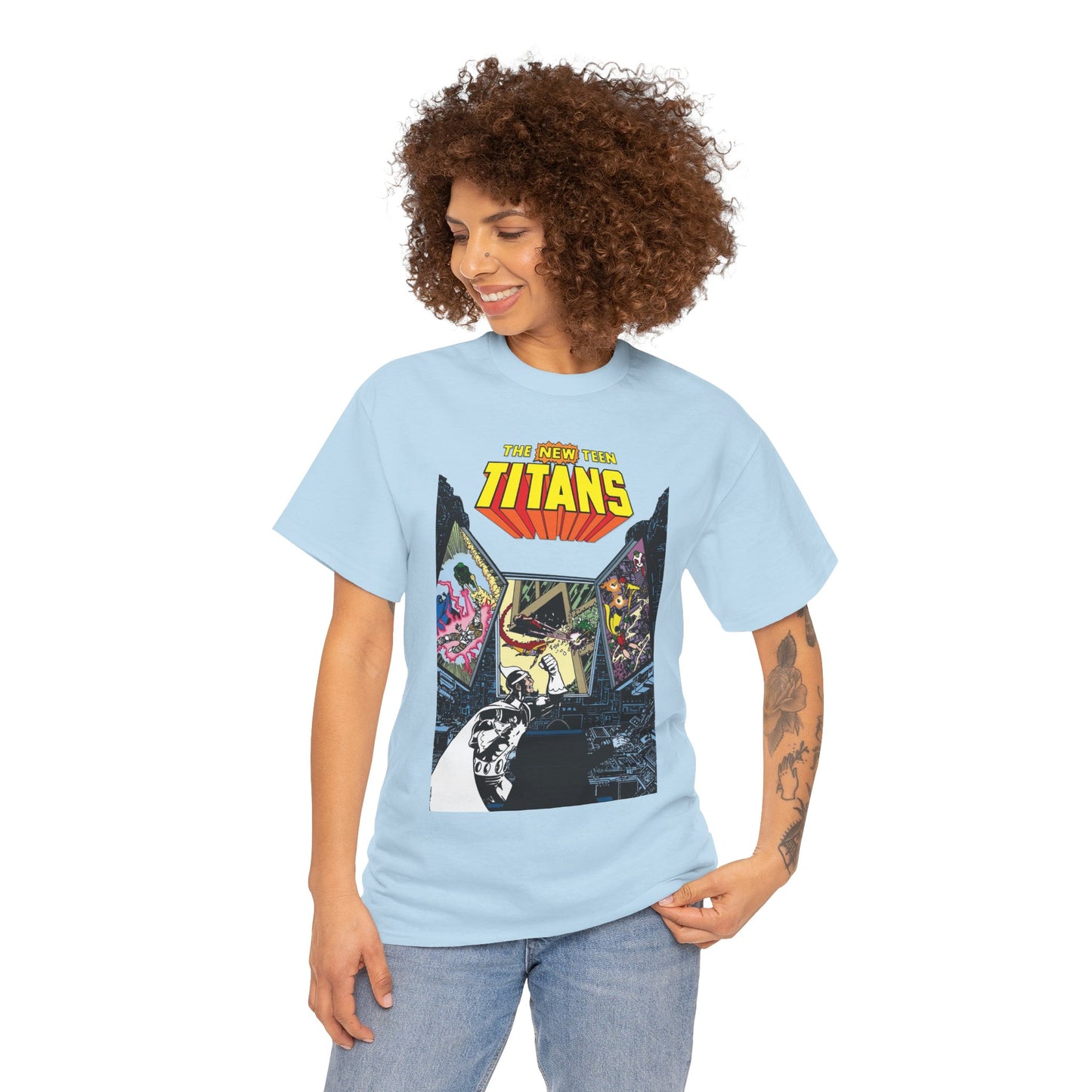 New Teen Titans T-Shirt - George Perez Art - Dr. Light, Titans Tower - DC Comics