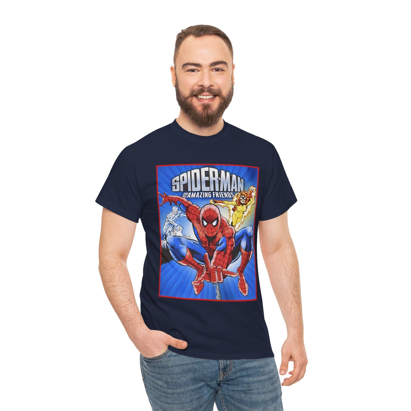 Spider-Man & His Amazing Friends T-Shirt - Firestar, Iceman - Popular 1980s Saturday Morning Cartoon - Marvel Comics