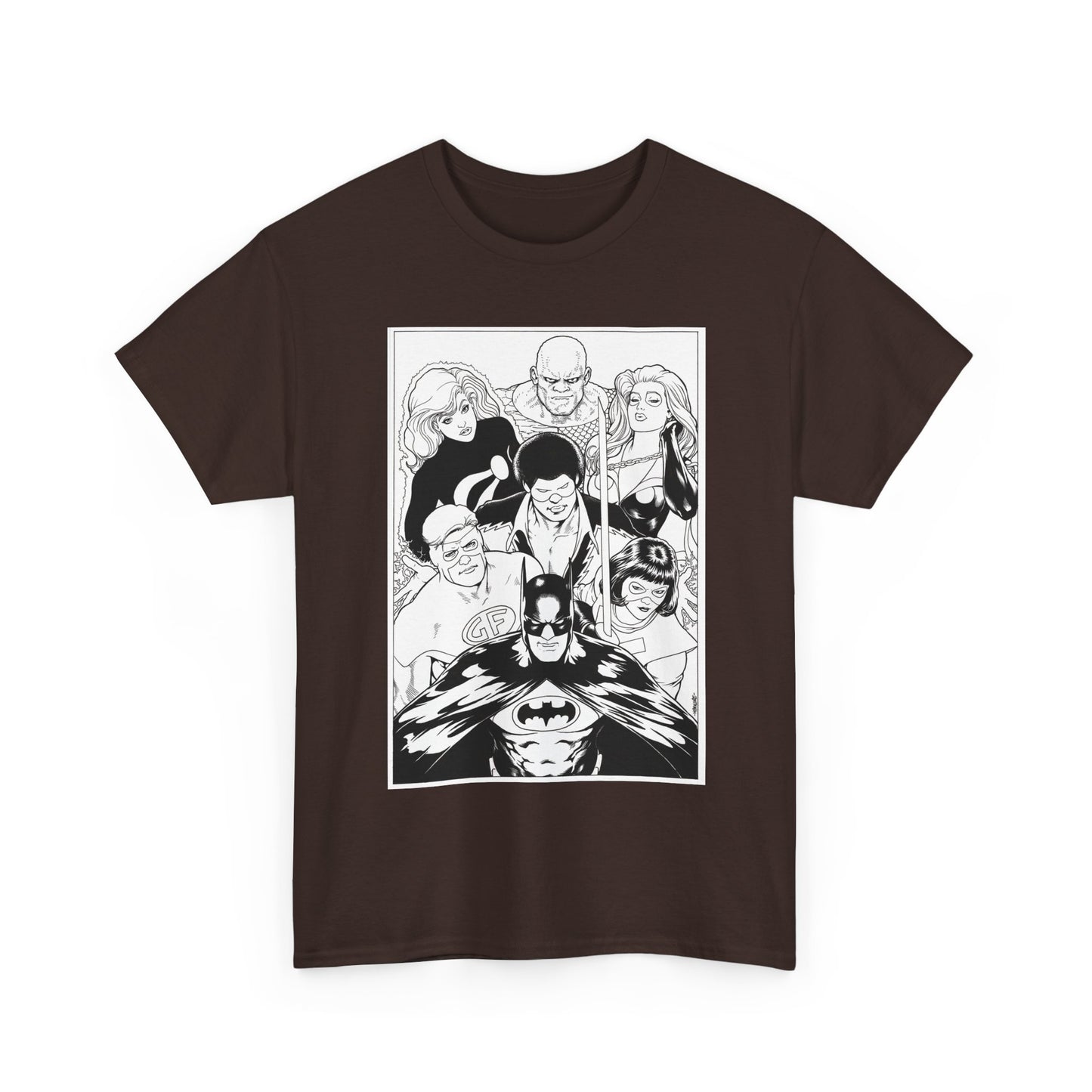 Batman & the Outsiders T-Shirt - Kevin Maguire Art - Black & White - Black Lightning, Metamorpho, Halo, Looker, Katana, Geo-Force - DC Comics