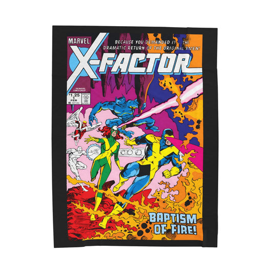 X-Factor Plush Blanket 60x80" - Cyclops, Jean Grey, Beast, Angel, Iceman - X-Men Spin-Off - Marvel Comics