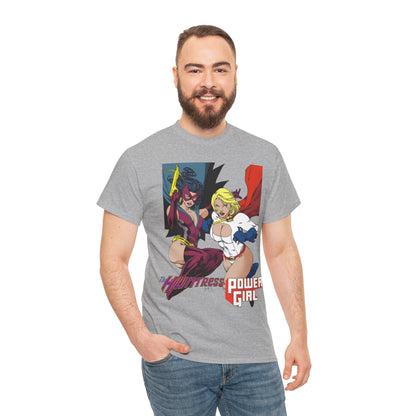 Huntress & Power Girl T-Shirt - Ed Benes Art - Justice Society, JSA, Earth 2 - DC Comics Bronze Age, Pre-Crisis Heroes