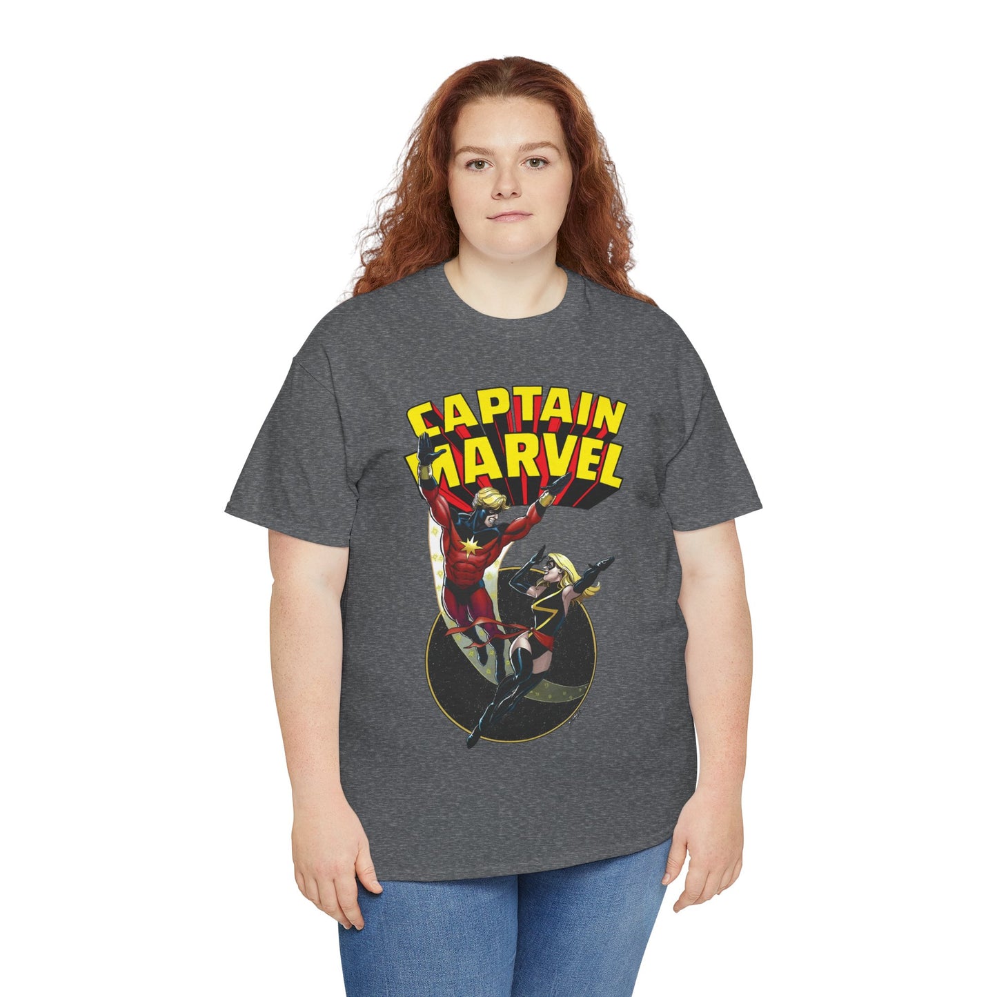 Captain Marvel T-Shirt - George Perez Art - Mar-Vell & Carol Danvers - Kree Empire - Marvel Comics