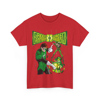 Green Lantern & Green Arrow T-Shirt - Neal Adams Art - Hal Jordan & Oliver Queen - Justice League Members - 1970s DC Comics