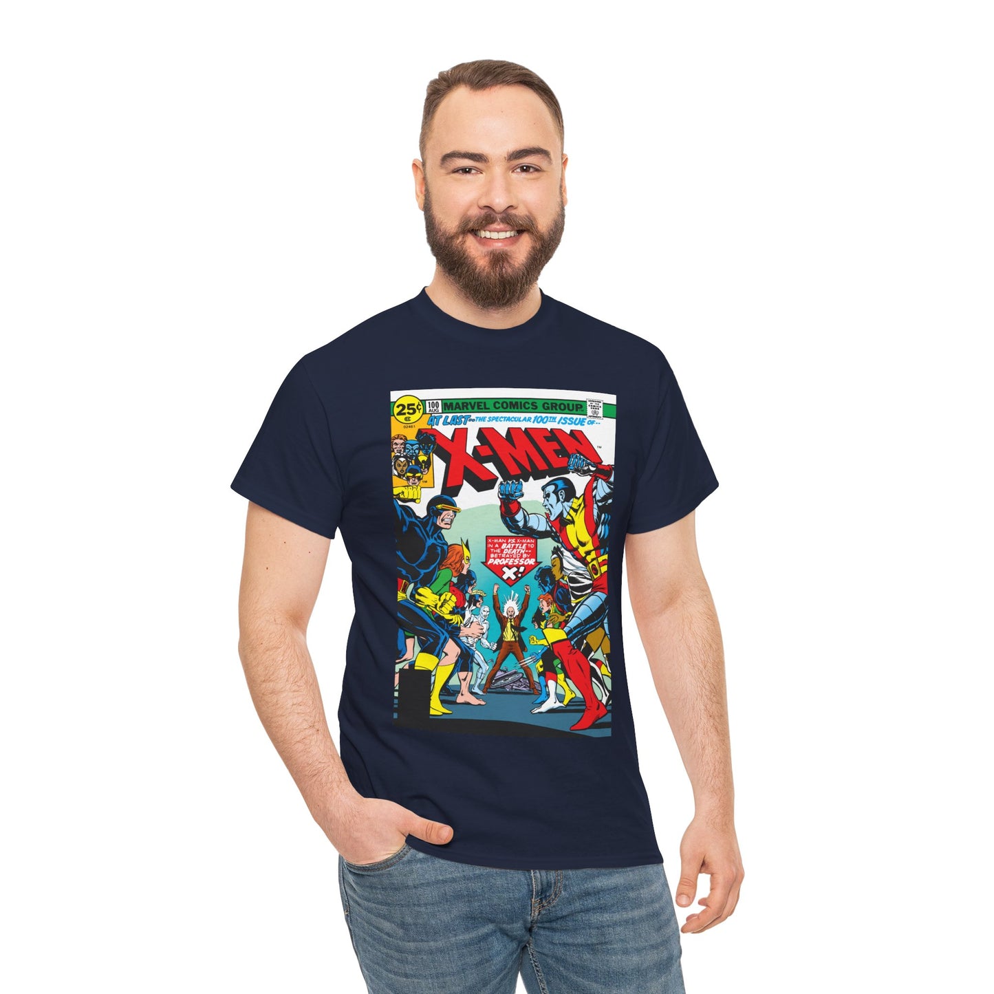 X-Men #100 T-Shirt - Dave Cockrum Art - Cyclops, Colossus, Wolverine, Storm, Jean Grey, Iceman - Marvel Comics
