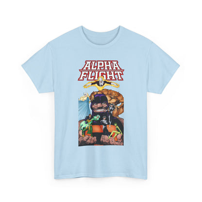 Alpha Flight T-Shirt - John Byrne Art - Guardian, Aurora, Northstar, Shaman, Snowbird, Puck - Marvel Comics