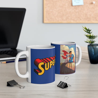 Superman & Krypto Coffee Mug 11oz - Man of Steel, Metropolis, Smallville - DC Comics - New 2025 Movie