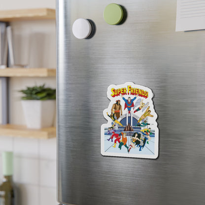Super Friends Die-Cut Magnet - Beloved 1970s Saturday Morning Cartoon - Superman, Wonder Woman, Flash, Samurai, Green Lantern, Wonder Twins, Black Vulcan, Apache Chief - DC Comics - 3", 4", 5", 6"