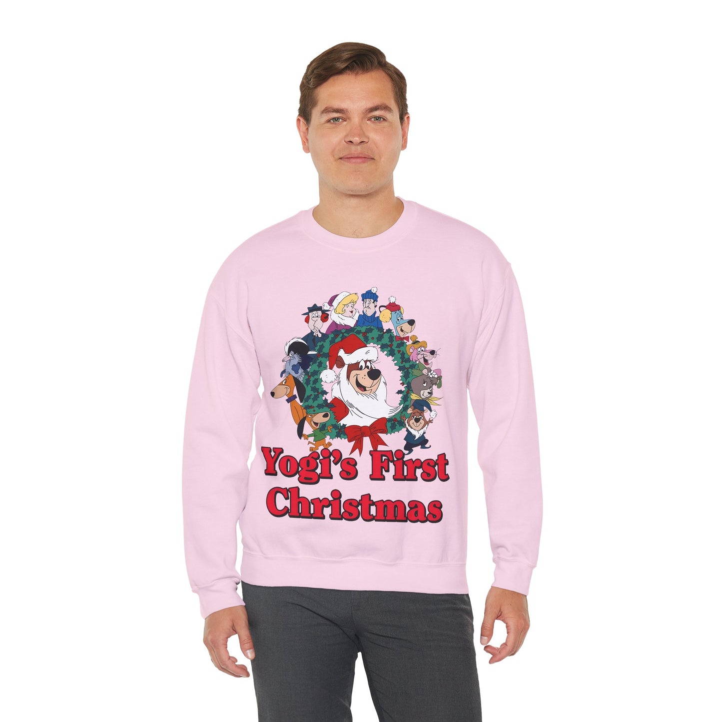 Yogi's First Christmas Crewneck Sweatshirt - Hanna-Barbera TV Holiday Special - Snagglepuss, Huckleberry Hound, Ranger Smith