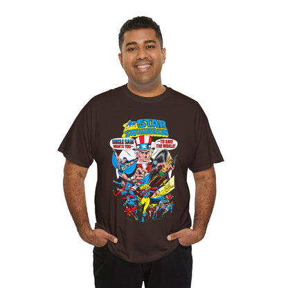 All-Star Squadron T-Shirt - Jerry Ordway Art - Uncle Sam, Hawkman, Superman, Liberty Belle, Black Condor, the Ray, Batman, Plastic Man - JSA Link - DC Comics