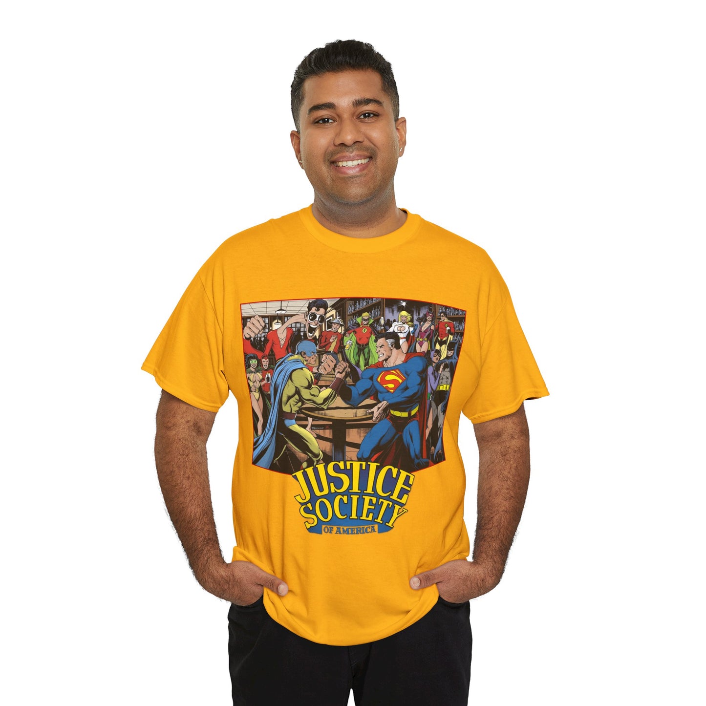 Justice Society of America T-Shirt - Superman, Wonder Woman, Atom, Starman, Huntress, Power Girl, Green Lantern, Batman, Plastic Man, Flash - JSA - DC Comics