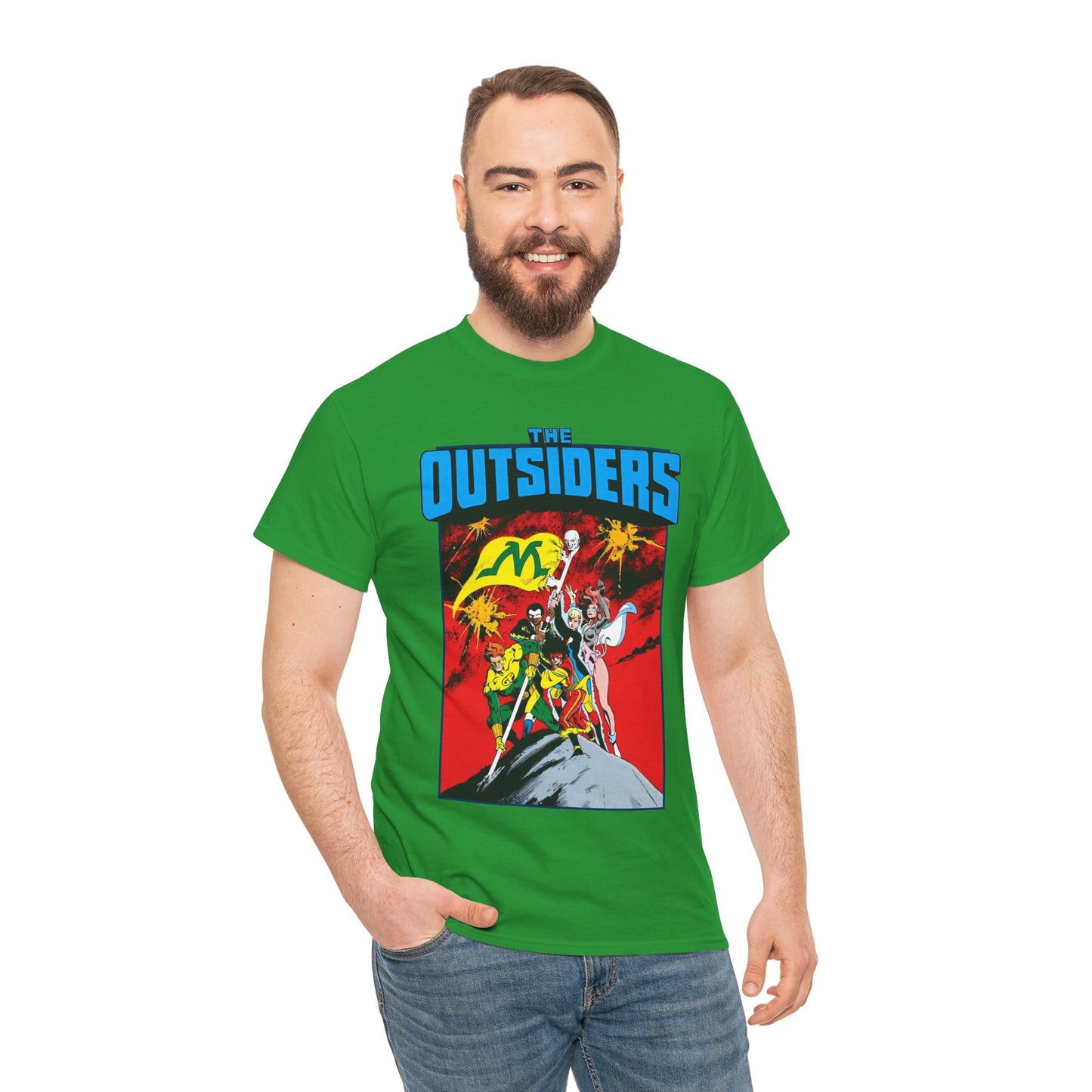 Outsiders T-Shirt - Alan Davis Art - Geo-Force, Halo, Black Lightning, Metamorpho, Katana - DC Comics