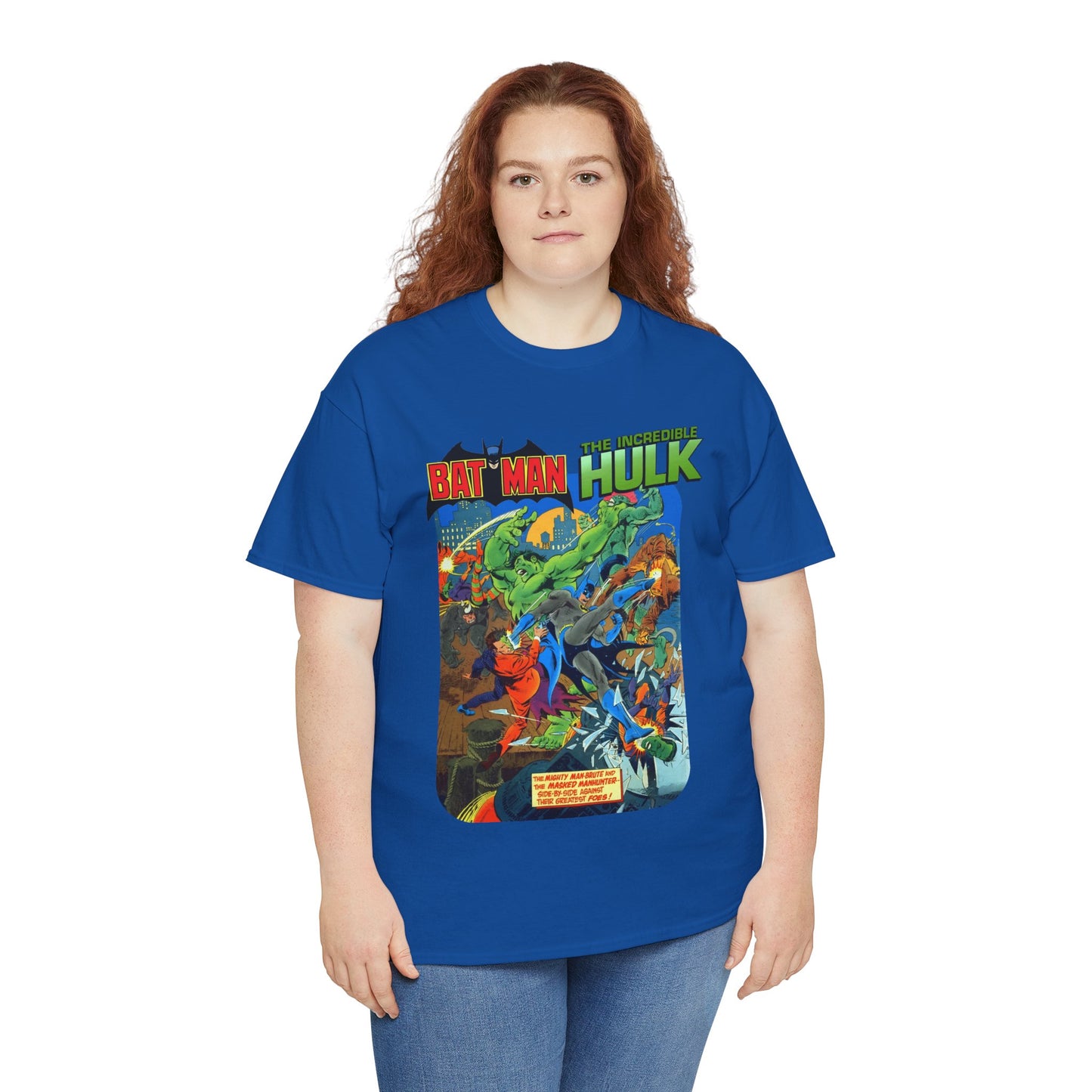 Batman & Incredible Hulk T-Shirt - DC/Marvel Comics 1970s Team-Up - Two-Face & Leader - Retro Art