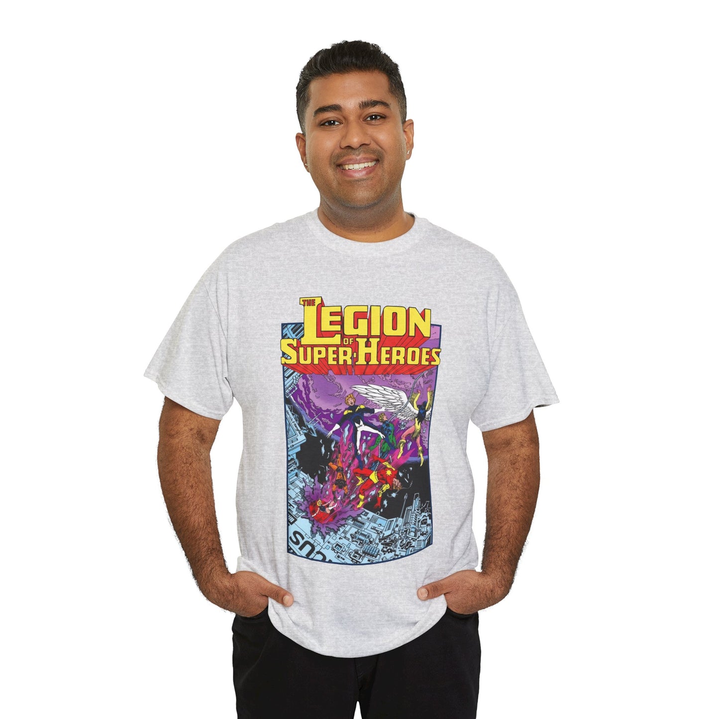 Legion of Super-Heroes T-Shirt - Pat Broderick Art - Timber Wolf, Lightning Lad, Wildfire, Dawnstar, Element Lad - LOSH - DC Comics