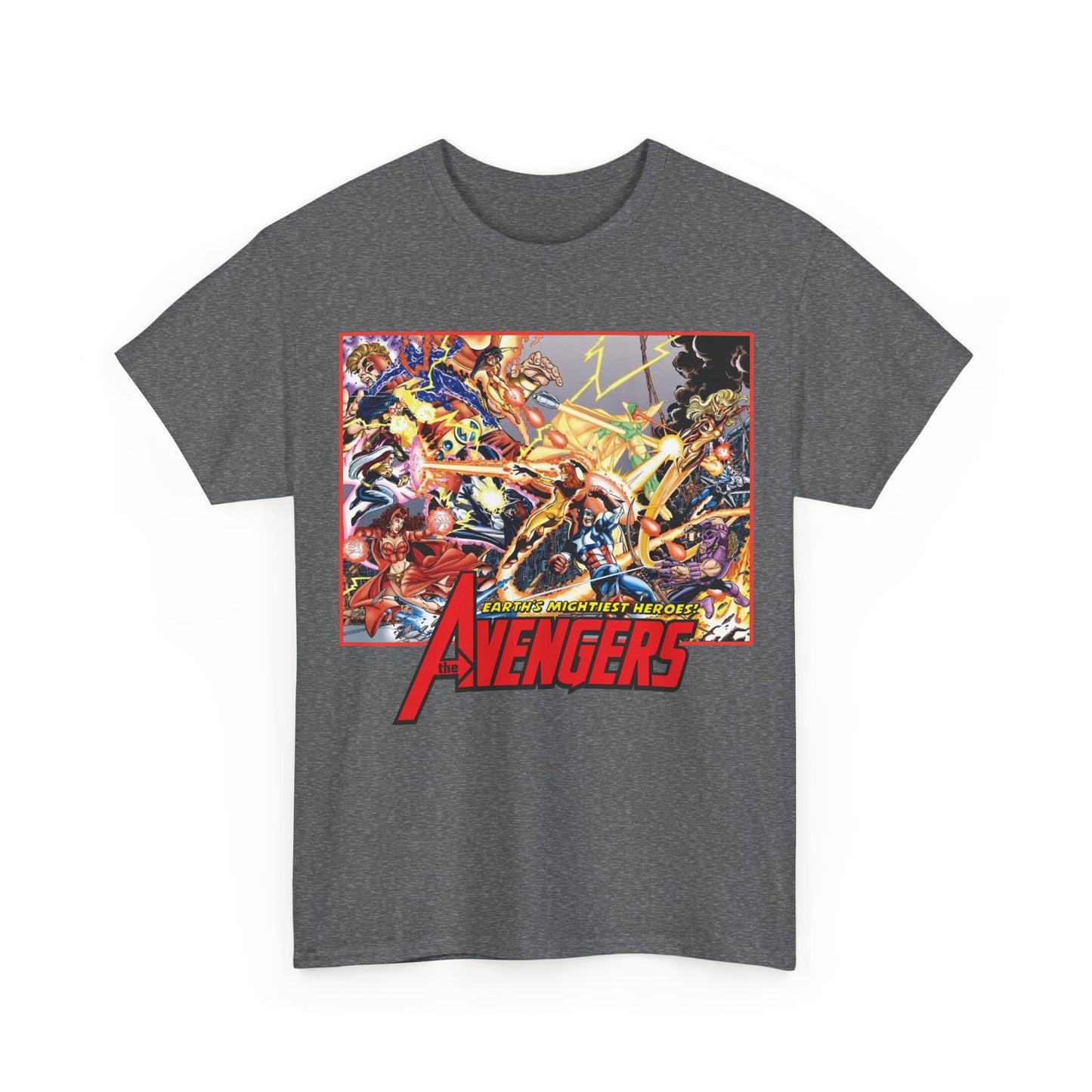 Avengers Vs Thunderbolts T-Shirt - George Perez Art - Captain America, Iron Man, Wonder Man, Scarlet Witch, Hawkeye, Citizen V, MACH-1, Techno, Atlas, Songbird - Marvel Comics