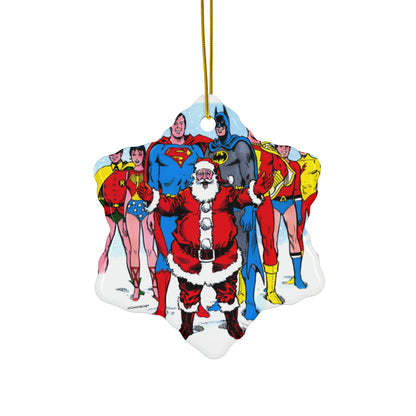 DC Comics Christmas Ceramic Ornaments, 2-Side Print, (3pcs, 5pcs, 10pcs) - Superman, Batman, Teen Titans, Santa Claus