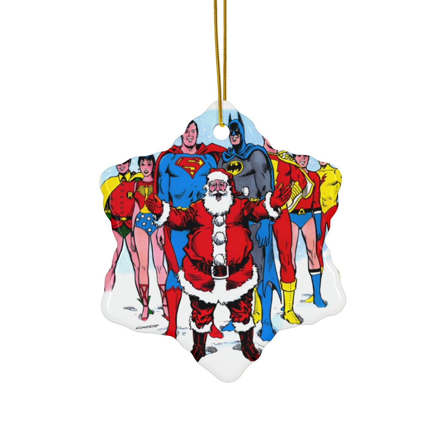 DC Comics Christmas Ceramic Ornaments, 2-Side Print, (3pcs, 5pcs, 10pcs) - Superman, Batman, Teen Titans, Santa Claus