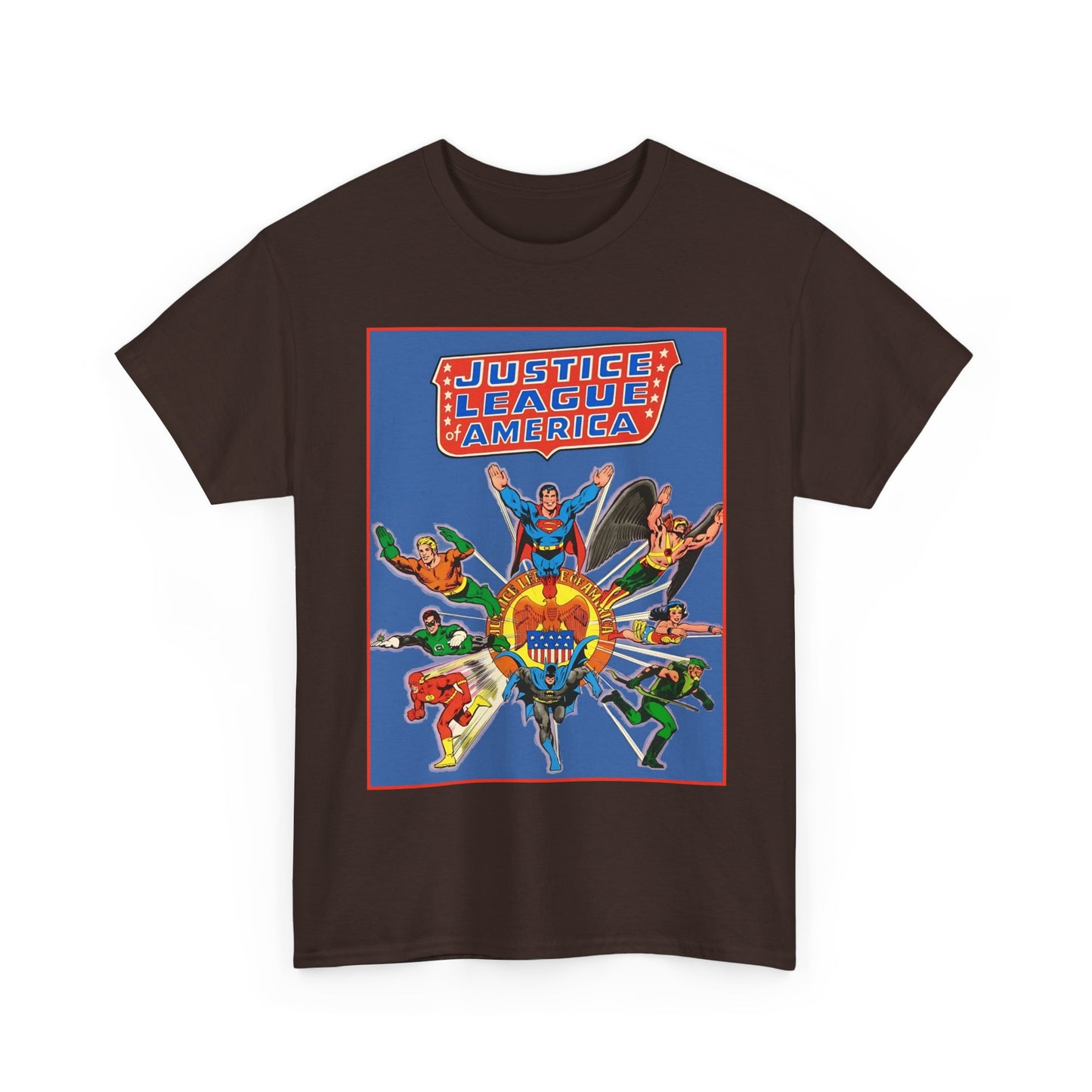 Justice League Treasury Edition T-Shirt - Superman, Wonder Woman, Flash, Hawkman, Batman, Green Arrow, Green Lantern - DC Comics