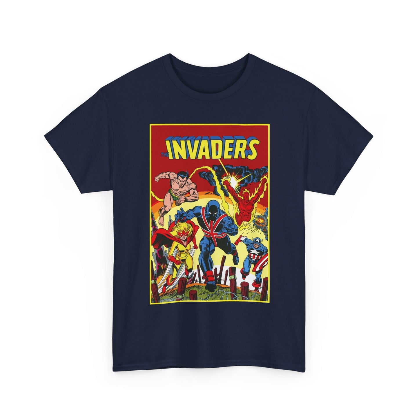 Invaders T-Shirt - Captain America, Human Torch, Namor, Spitfire - World War II Soldiers - Golden Age Heroes - Marvel Comics