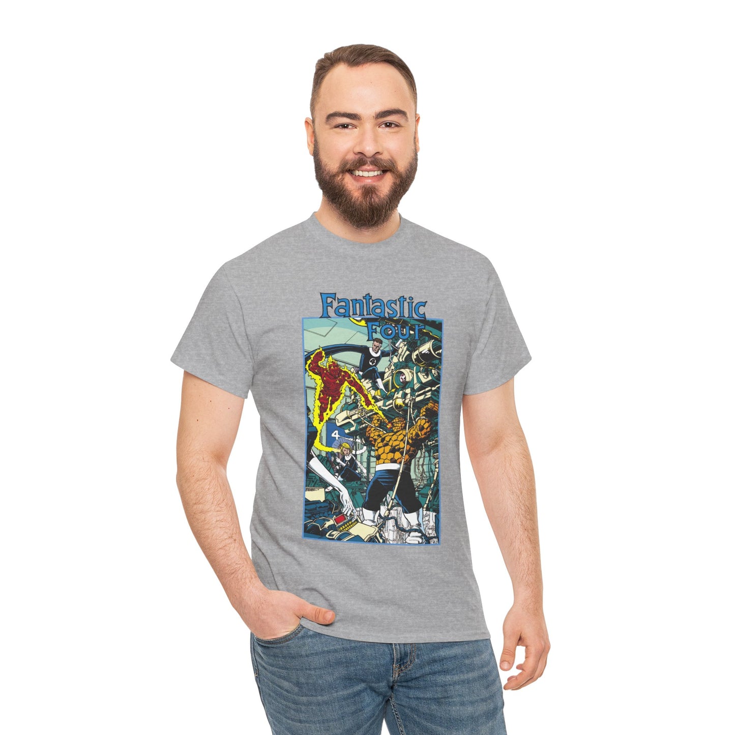Fantastic Four T-Shirt - George Perez Art - Reed Richards, Invisible Woman, Human Torch, The Thing - Marvel Comics