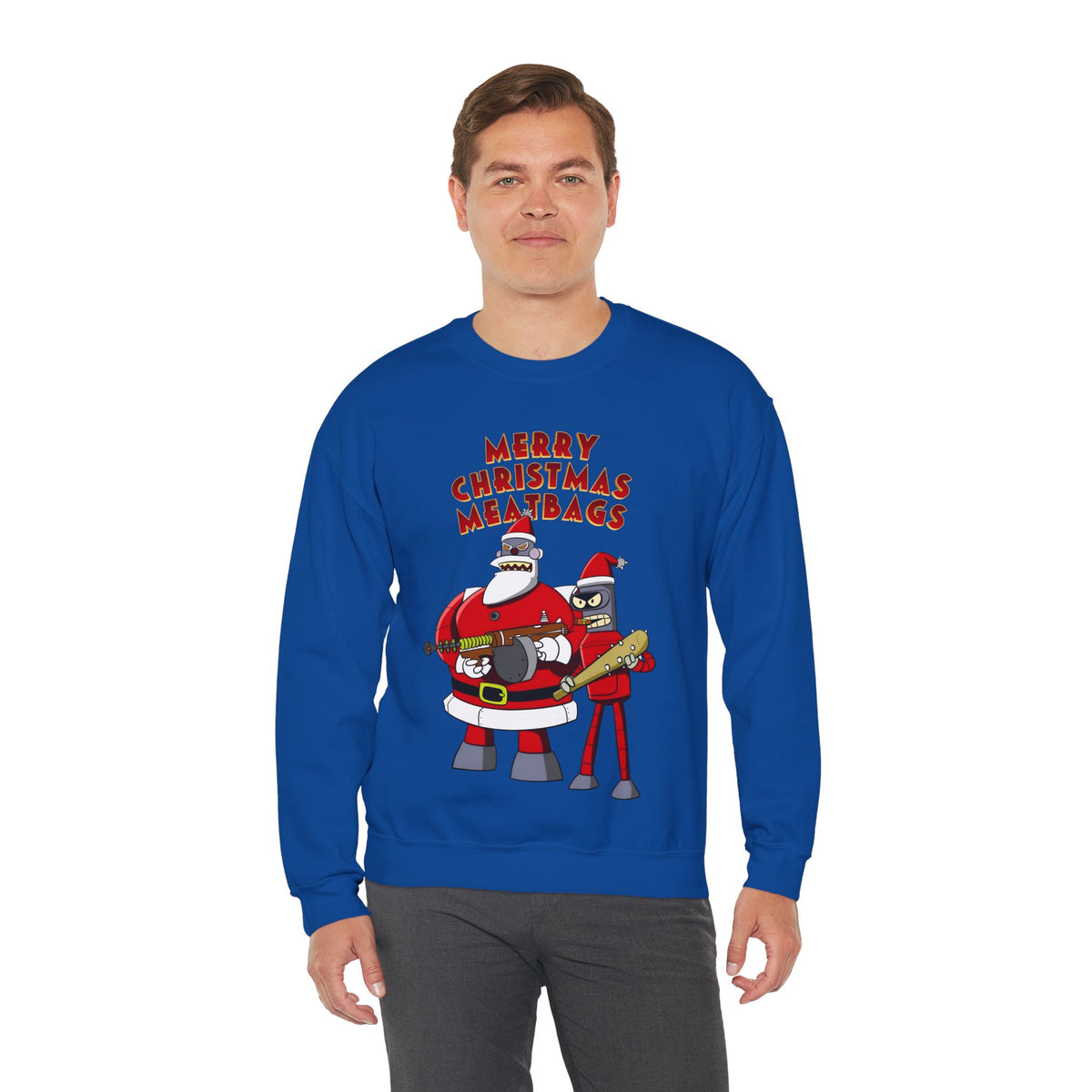 Robot Santa Claus & Bender Futurama Christmas Heavy Blend Crewneck Sweatshirt