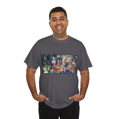 Justice League T-Shirt - Kevin Maguire Art - Superman, Wonder Woman, Flash, Aquaman, Green Lantern - DC Comics