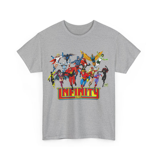 Infinity Inc Shirt - Tom Grummett Art - Jade, Obsidian, Huntress, Power Girl, Fury, Silver Scarab, Wildcat, Star-Spangled Kid - JSA Successors - DC Comics