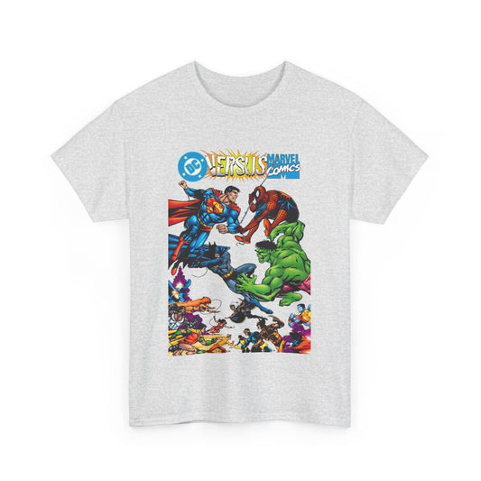 DC Comics Vs Marvel Comics T-Shirt - George Perez Art - Superman, Hulk, Batman, Spider-man, X-Men, New Teen Titans