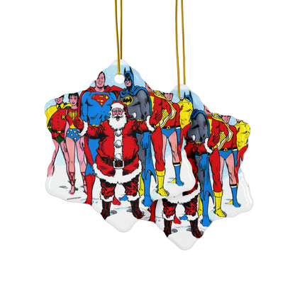 DC Comics Christmas Ceramic Ornaments, 2-Side Print, (3pcs, 5pcs, 10pcs) - Superman, Batman, Teen Titans, Santa Claus