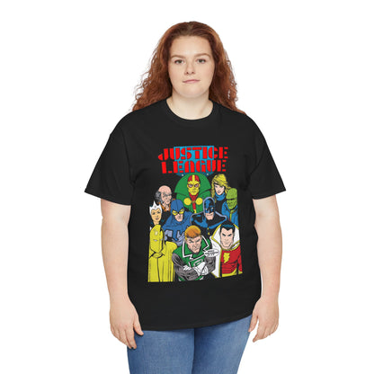 Justice League International T-Shirt - Kevin Maguire Art - JLI - DC Comics - Blue Beetle, Dr Fate, Batman, Mr Miracle, Martian Manhunter - Guy Gardner