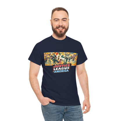 Justice League T-Shirt - Alex Ross Art - Superman, Batman, Wonder Woman, Black Canary, Hawkman, Green Lantern, Adam Strange, Plastic Man, Zatanna - DC Comics