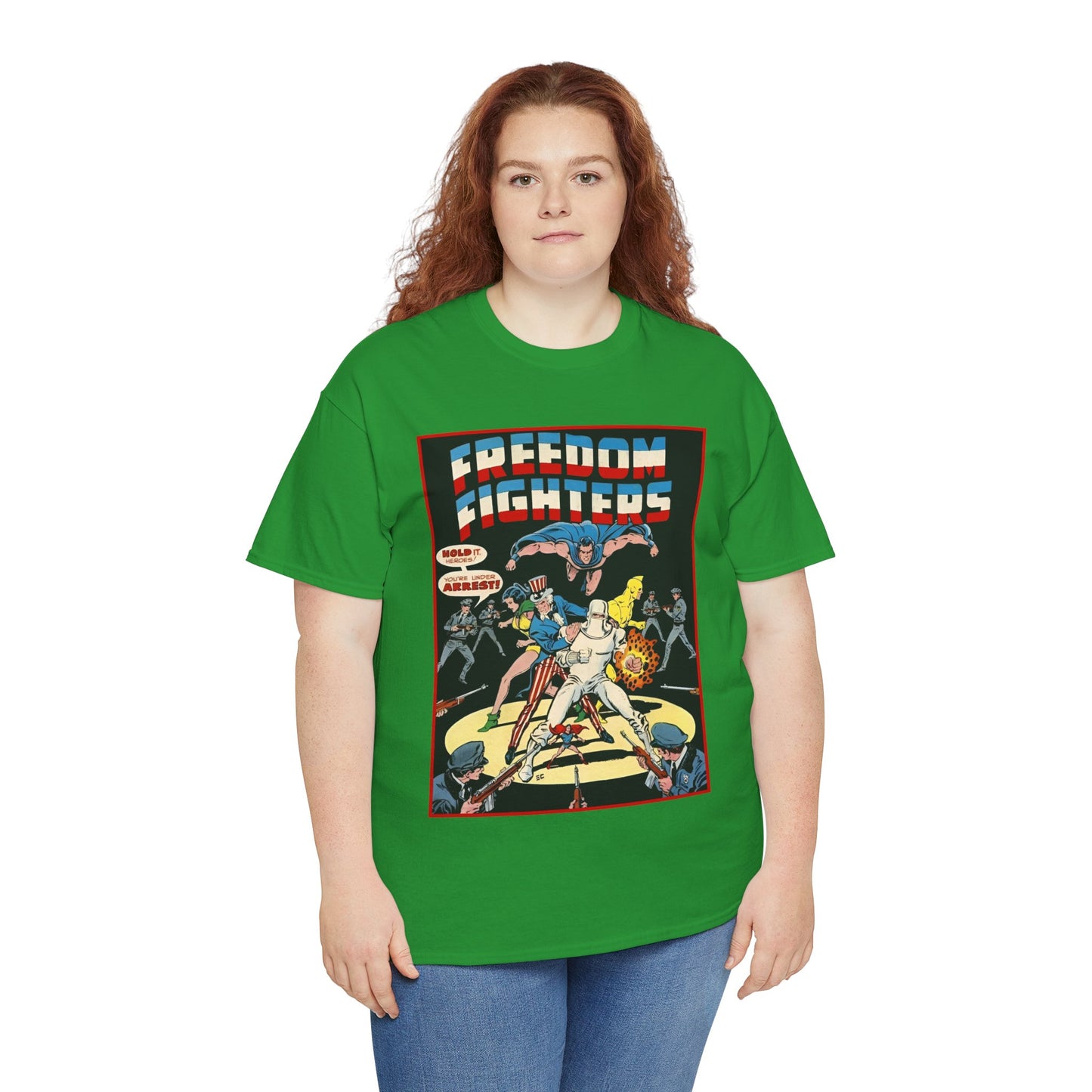 Freedom Fighters T-Shirt - 70s Series - Uncle Sam, The Ray, Phantom Lady, Doll Man, Black Condor, Human Bomb - DC Comics