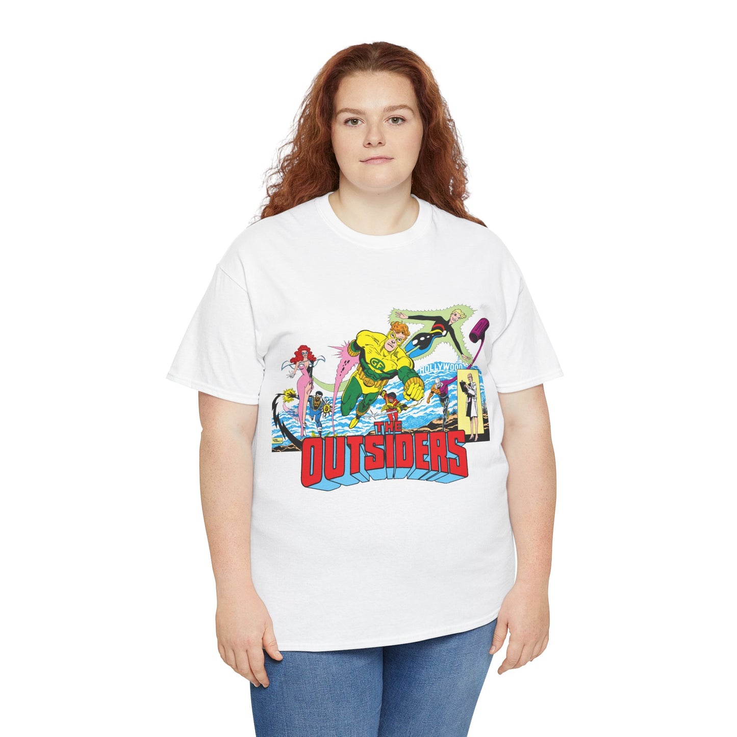 Outsiders T-Shirt - Amazing Jim Aparo Art - Black Lightning, Geo-Force, Katana, Metamorpho, Looker, Halo - DC Comics