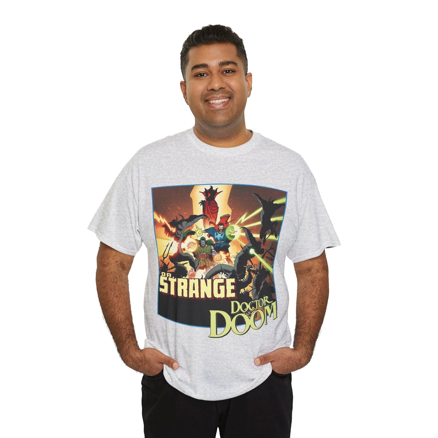 Dr Strange & Doctor Doom T-Shirt - Mike Mignola Art - Triumph & Torment - 1980s Graphic Novel Fighting Mephisto - Marvel Comics