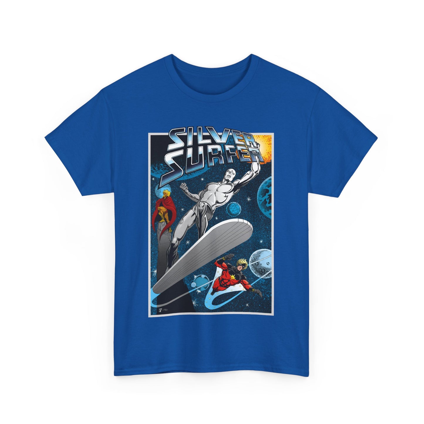 Silver Surfer T-Shirt - With Adam Warlock & Captain Marvel - Norrin Radd - Former Herald of Galactus - Fantastic Four Ally - Marvel Comics